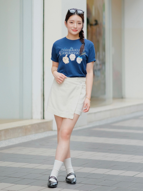 Женская юбка-шорты UNIQLO из легкой джинсовой ткани 1159843556 (Бежевый S)