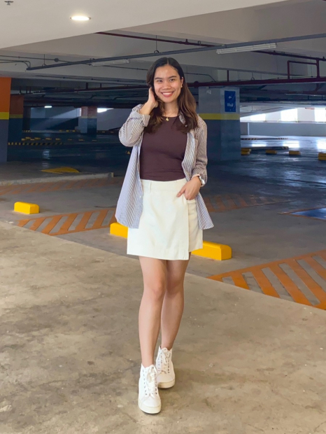 Жіноча спідниця-шорти UNIQLO з легкої джинсової тканини 1159843556 (Бежевий S)