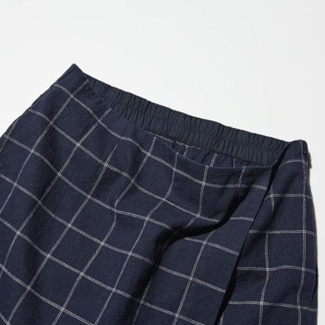 Лёгкая женская юбка-шорты UNIQLO в клетку 1159846015 (Синий XXL)