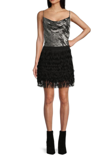 Женская юбка GUESS с бахромой 1159847057 (Черный XS)