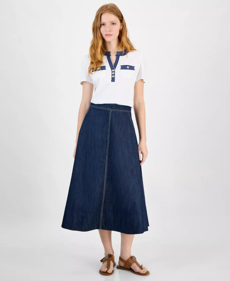 Женская джинсовая юбка-миди Tommy Hilfiger 1159849809 (Синий M)