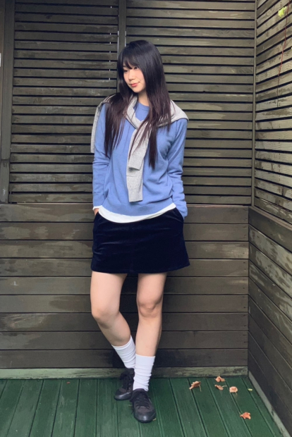 Женская вельветовая мини-юбка UNIQLO 1159850772 (Синий L)