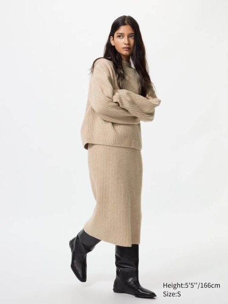 Женская вязаная юбка 3D Knit UNIQLO 1159851125 (Бежевый M)