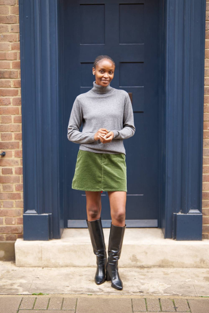 Женская вельветовая мини-юбка UNIQLO 1159851313 (Зеленый L)