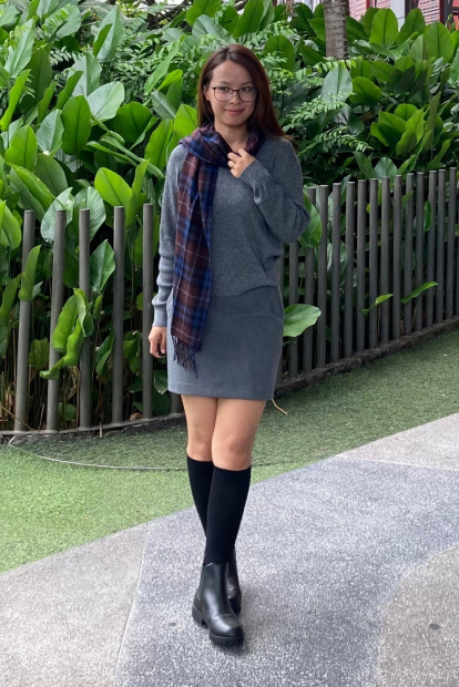 Юбка со вшитыми шортами UNIQLO в клетку 1159851466 (Серый L)