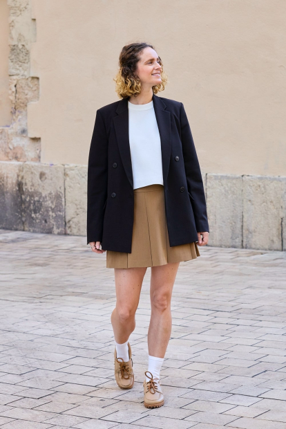 Складчатая юбка UNIQLO со вшитыми шортами 1159851485 (Коричневый L)