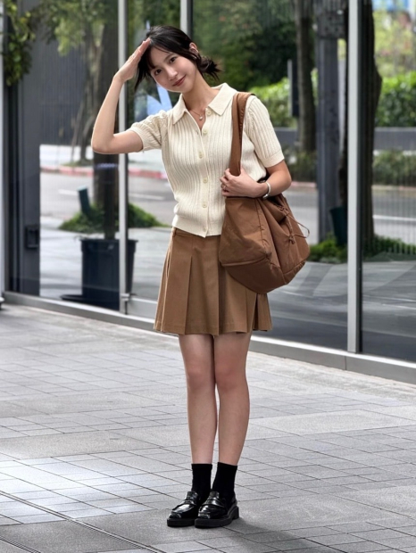 Складчатая юбка UNIQLO со вшитыми шортами 1159851485 (Коричневый L)