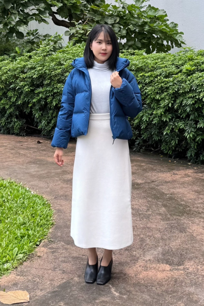 Вязаная эластичная юбка UNIQLO 1159851823 (Белый S)