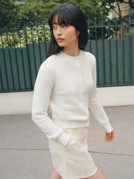 Женская вельветовая мини-юбка UNIQLO 1159854893 (Молочный L)