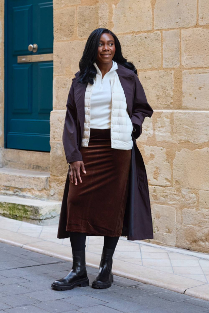 Женская велюровая юбка UNIQLO 1159853735 (Коричневый M)