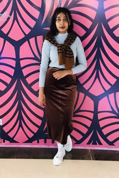 Женская велюровая юбка UNIQLO 1159853735 (Коричневый M)