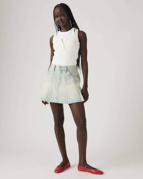 Плісована спідниця джинсова Levi's міні 1159857517 (Блакитний 33)