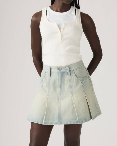 Плісована спідниця джинсова Levi's міні 1159857517 (Блакитний 33)