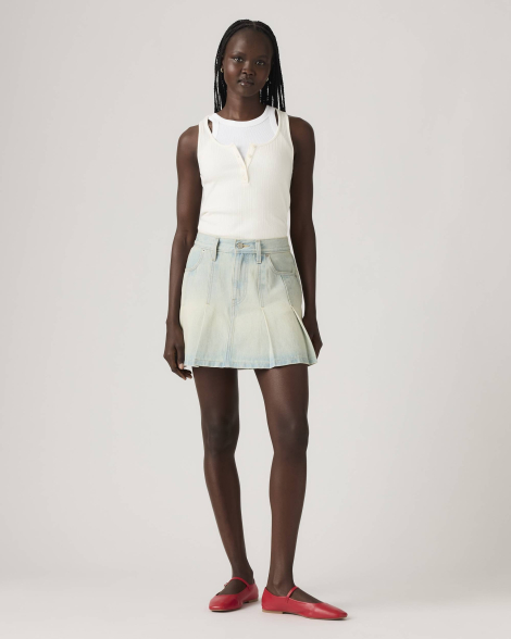 Плісована спідниця джинсова Levi's міні 1159857517 (Блакитний 33)