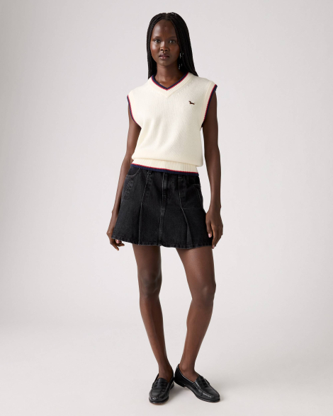 Плиссированная джинсовая юбка Levi's мини 1159858058 (Черный 26)