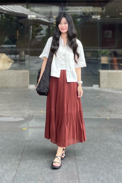 Многоярусная юбка из шифона UNIQLO 1159858297 (Коричневый L)