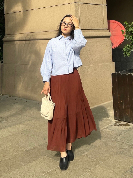 Многоярусная юбка из шифона UNIQLO 1159858297 (Коричневый L)