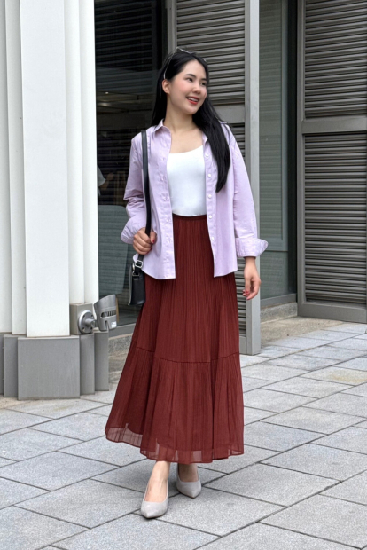 Многоярусная юбка из шифона UNIQLO 1159858297 (Коричневый L)