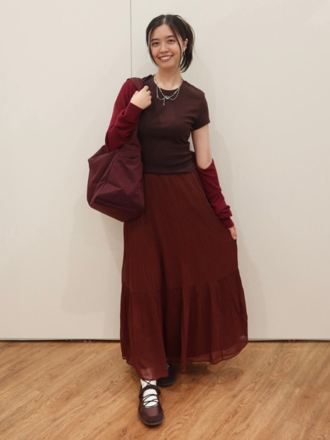 Многоярусная юбка из шифона UNIQLO 1159858297 (Коричневый L)