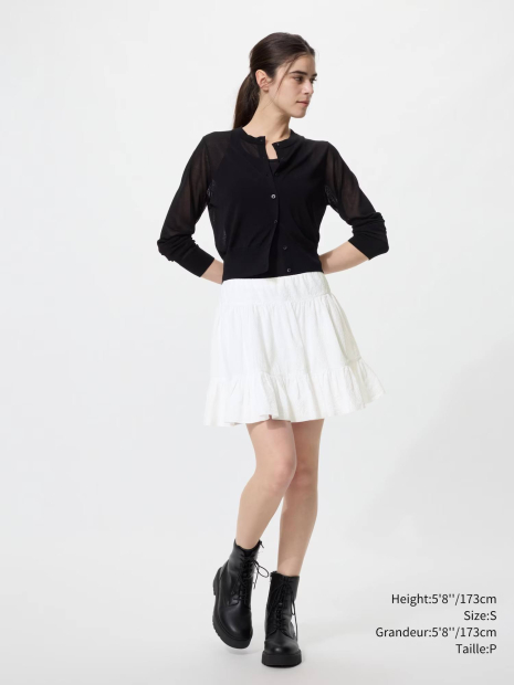 Мини-юбка из жатой ткани UNIQLO 1161547554 (Белый XXL)