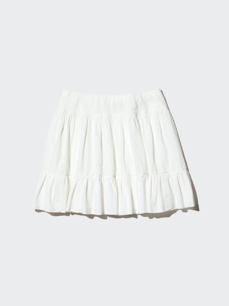 Мини-юбка из жатой ткани UNIQLO 1161547554 (Белый XXL)