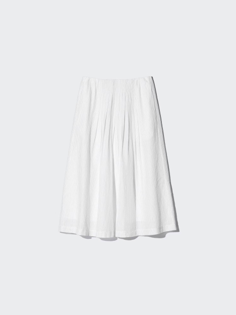 Длинная юбка из смеси льна UNIQLO в полоску 1161549102 (Белый XL)