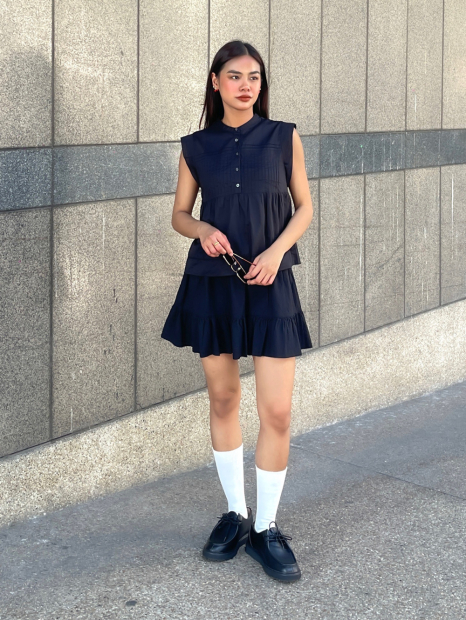 Міні-спідниця із жатої тканини UNIQLO 1161682579 (Чорний M)