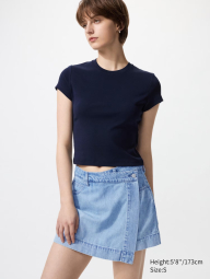 Жіноча спідниця-шорти UNIQLO з легкої джинсової тканини 1159842400 (Блакитний M)
