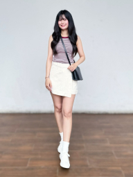 Жіноча спідниця-шорти UNIQLO з легкої джинсової тканини 1159843556 (Бежевий S)