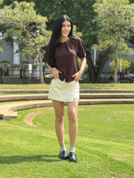 Жіноча спідниця-шорти UNIQLO з легкої джинсової тканини 1159843556 (Бежевий S)