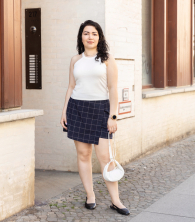 Лёгкая женская юбка-шорты UNIQLO в клетку 1159846015 (Синий XXL)