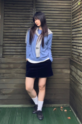 Женская вельветовая мини-юбка UNIQLO 1159850772 (Синий L)