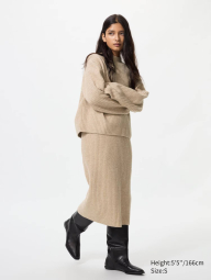 В'язана жіноча спідниця 3D Knit UNIQLO 1159851125 (Бежевий M)