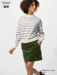 Женская вельветовая мини-юбка UNIQLO 1159851313 (Зеленый L)