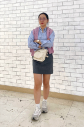 Юбка со вшитыми шортами UNIQLO в клетку 1159851466 (Серый L)