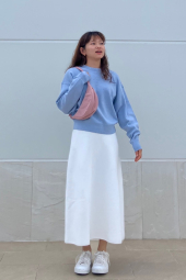 Вязаная эластичная юбка UNIQLO 1159851823 (Белый S)