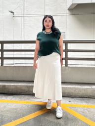 Вязаная эластичная юбка UNIQLO 1159851823 (Белый S)