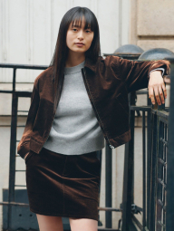 Женская вельветовая мини-юбка UNIQLO 1159851830 (Коричневый L)