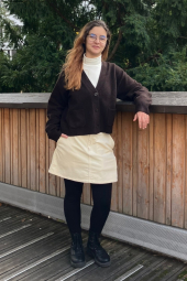 Женская вельветовая мини-юбка UNIQLO 1159854893 (Молочный L)