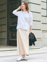 Женская атласная юбка UNIQLO 1159855528 (Бежевый M)