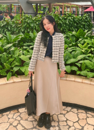 Женская атласная юбка UNIQLO 1159855528 (Бежевый M)