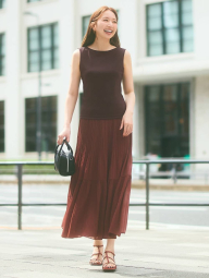 Многоярусная юбка из шифона UNIQLO 1159858297 (Коричневый L)