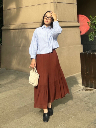 Многоярусная юбка из шифона UNIQLO 1159858297 (Коричневый L)