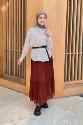 Многоярусная юбка из шифона UNIQLO 1159858297 (Коричневый L)