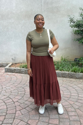 Многоярусная юбка из шифона UNIQLO 1159858297 (Коричневый L)