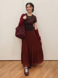 Многоярусная юбка из шифона UNIQLO 1159858297 (Коричневый L)