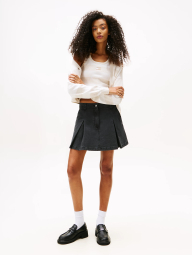 Плисированная джинсовая мини-юбка Tommy Hilfiger 1159859352 (Черный 31)