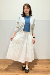 Длинная юбка из смеси льна UNIQLO в полоску 1161549102 (Белый XL)