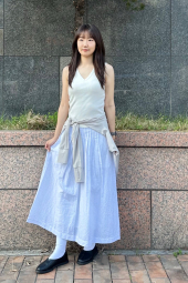 Длинная юбка из смеси льна UNIQLO в полоску 1161549102 (Белый XL)