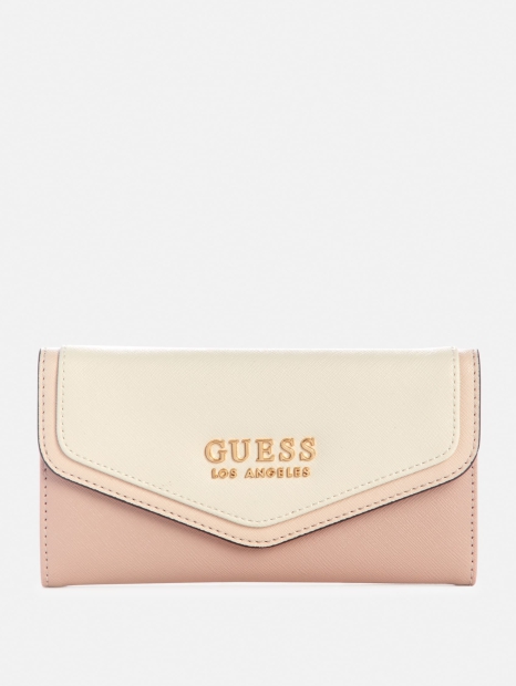 Стильний жіночий гаманець Guess на кнопці 1159795762 (Бежевий, One size)